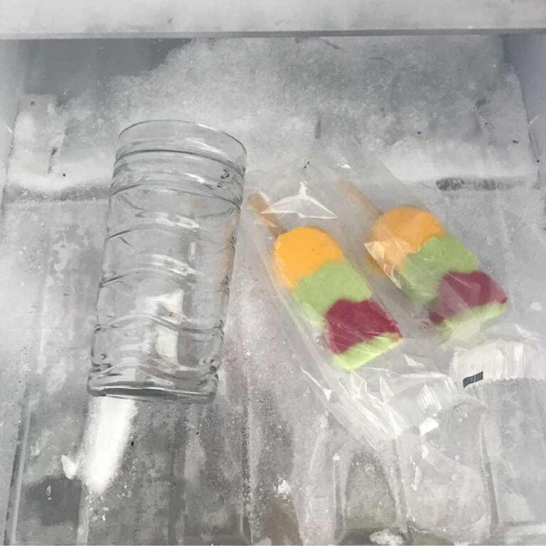 glass plastic container in freezer