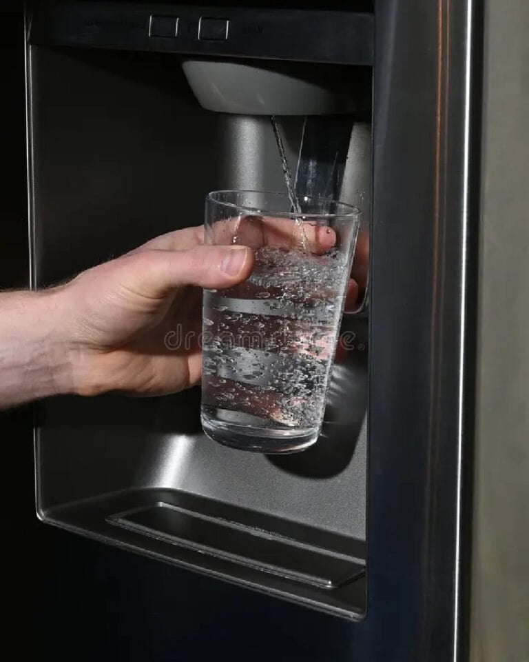 filling glass water dispenser home fridge